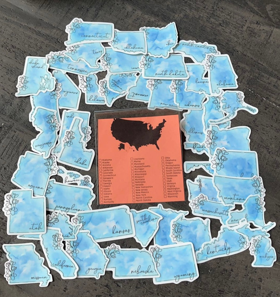 50 state mini sticker bundle